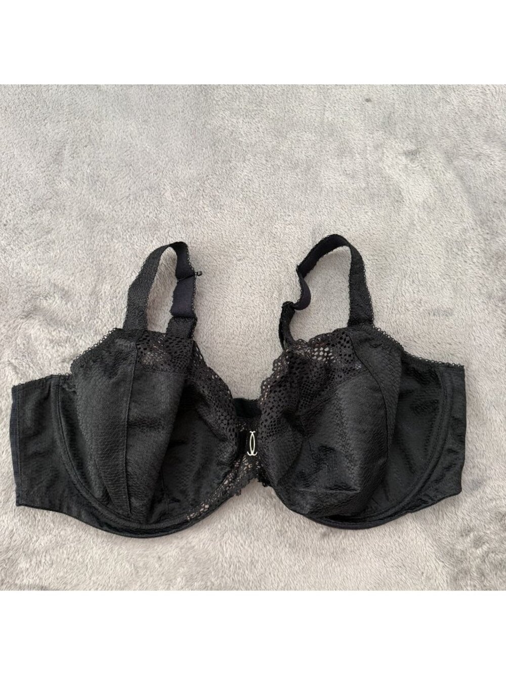 Elomi Black Lace Carmen Underwire Plunge Bra size 40G